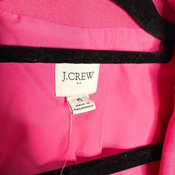 J.Crew Factory Linen Blend Long Sleeve Holland One Button Blazer Jacket 6 Pink - Picture 4 of 11